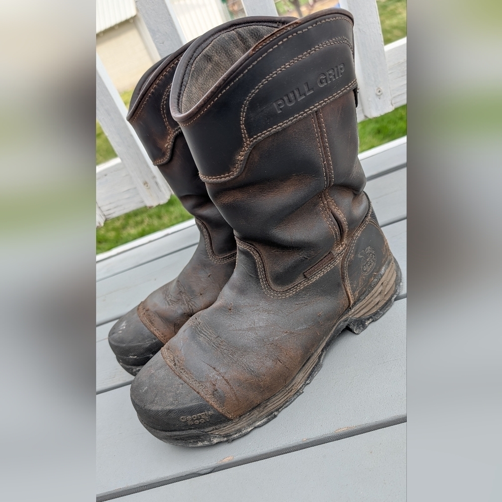Georgia Pull Grip Boot Brown Pull-On Work Boot Men 11 W